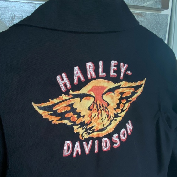 Harley Davidson Asymmetrical Zip Black Jacket - Picture 8 of 12